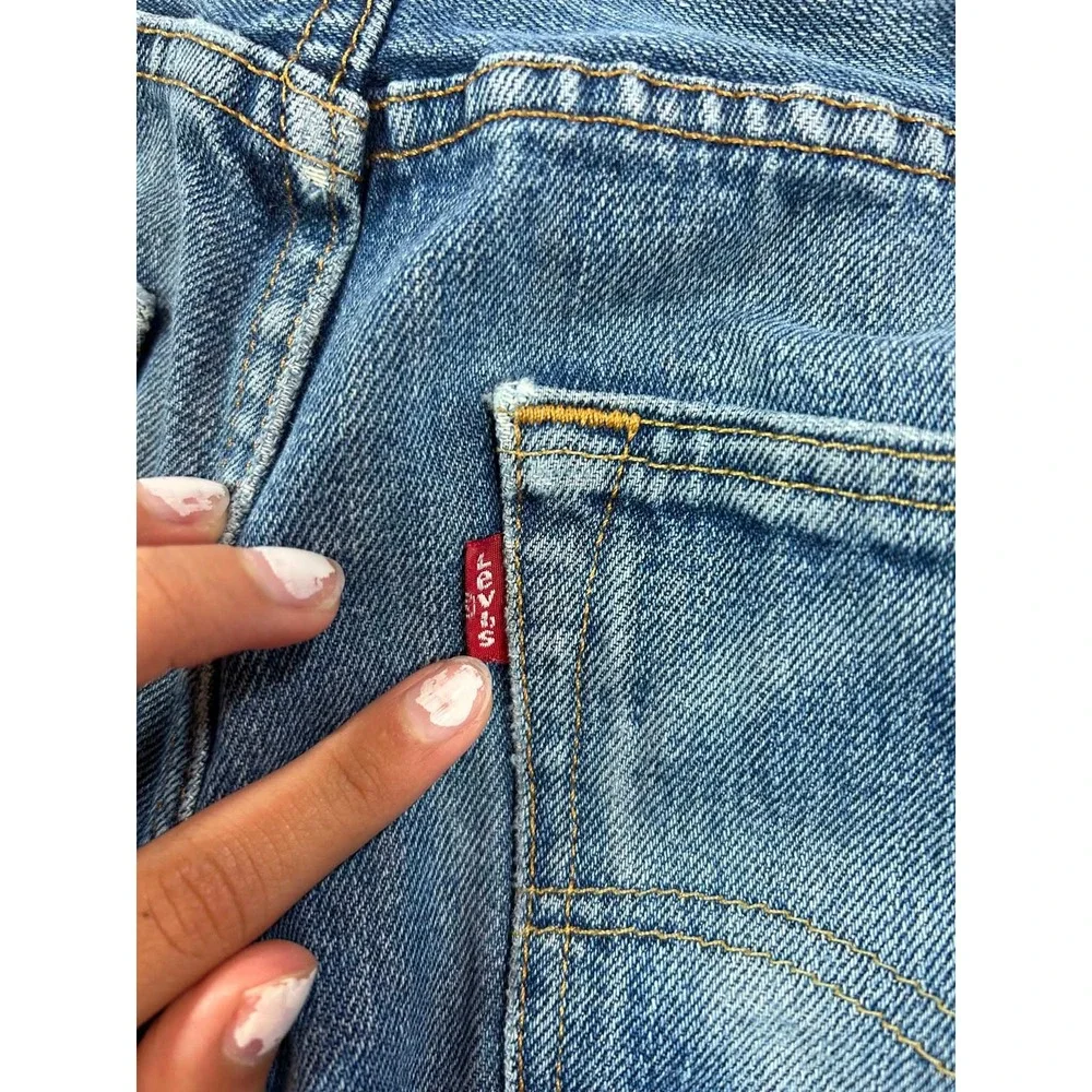 Levis 501 Original Fit Distressed Jeans Blue Button Fly 31x30 Paint Splatter